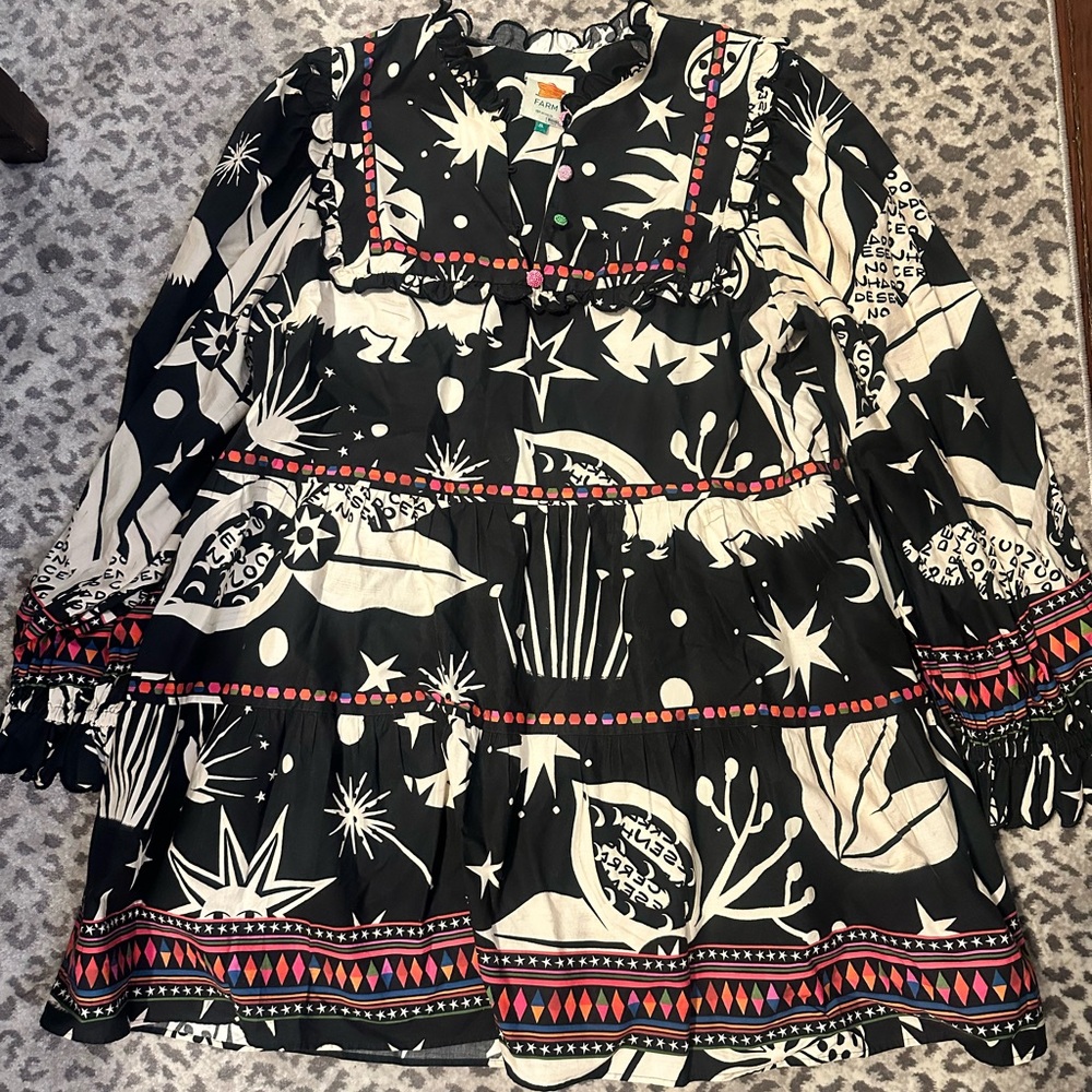 FARM Rio Black and White Mini Dress